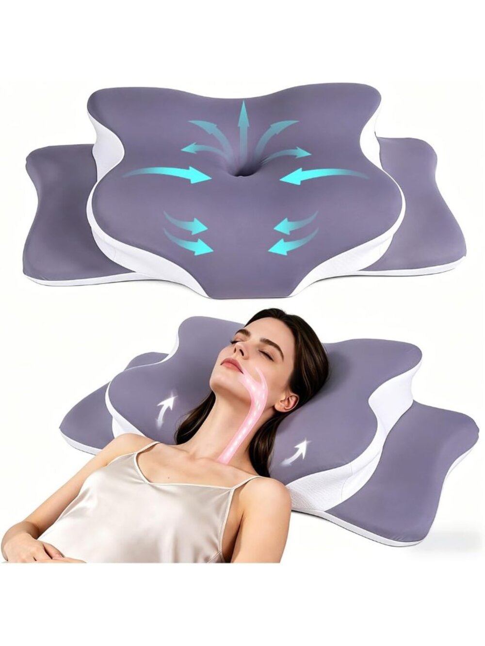 〽️Cooling Memory Foam Cervical Pillow Compact Orthopedic Neck Pain Relief